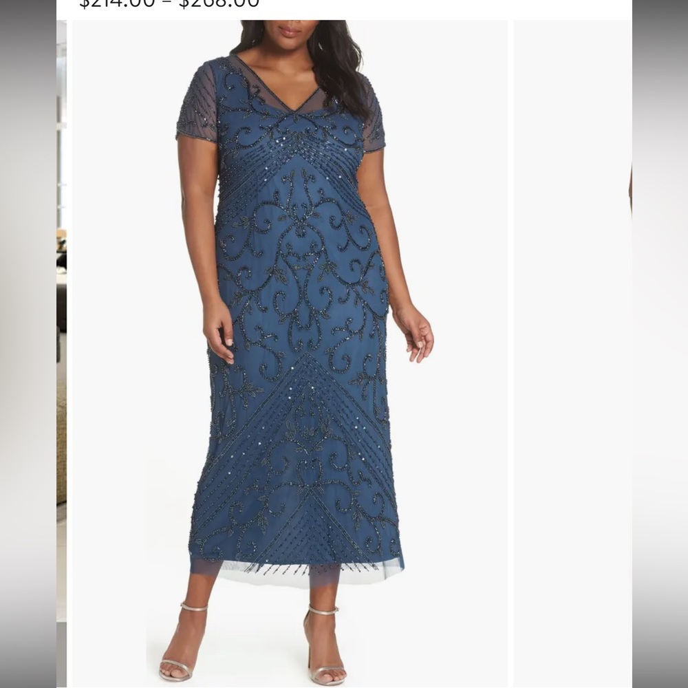 Beaded Mesh Column Gown Pisarro Nights Size 14 NWT
